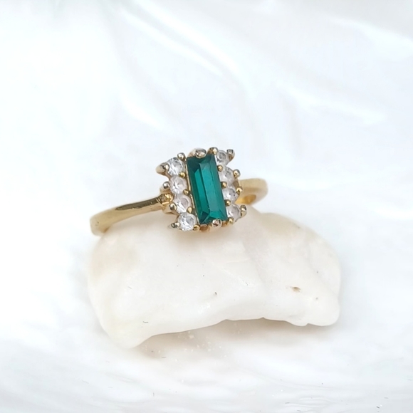 DAC Emerald and CZ Gold Ring - Picture 5 of 11